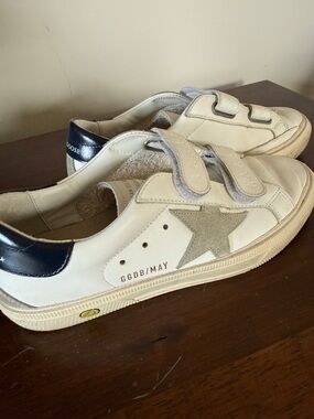 Golden Goose Star-Patch Almond Toe Sneakers with Velcro straps
